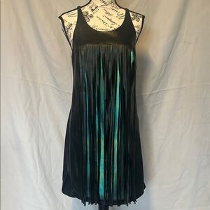 Elegant Black Halter Dress with Fringe by sachin & babi